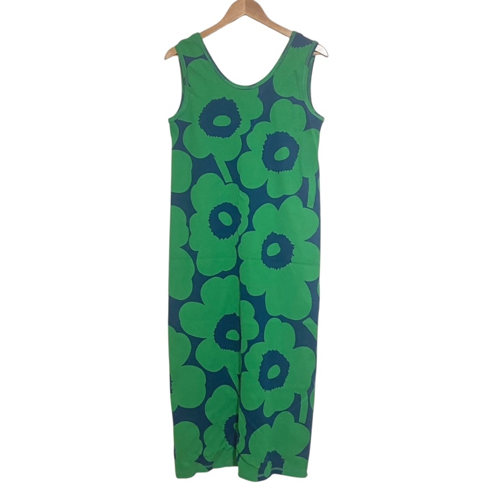 Marimekko Green & Navy Floral Knit Midi Dress - Picture 2 of 11